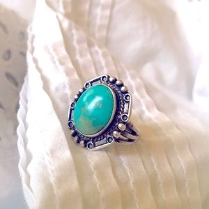 Rare Vintage Navajo Carico Turquoise Ring